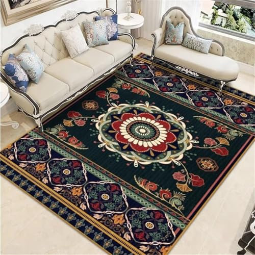 ROSURUG Teppich Günstig Esszimmer Deko Küchendeko Wohnzimmerdekorationszubehör Retro-Teppich weich und bequem pflegeleicht Teppich Wohnzimmer(rot 70X140cm)