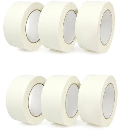 AntDau71® Nastro adesivo per Mascheratura Standard 50mm, Confezione da 6 rotoli, Nastro in Carta, Rimozione senza Residui per 2 Giorni, senza Solventi. (50mm x 25 mt)