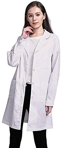 NAJZYBA Blouse Blanche Chimie Lycee Coton laboratoire Blouse Medicale blanc manches longues medicale femme/homme(NASHI，L)