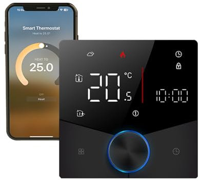 Qiumi Matter Thermostat pour Chauffer la chaudière à gaz/Eau personnelle avec Alexa Google homekit Apple Home, Contact Sec 5a 95~240V AC