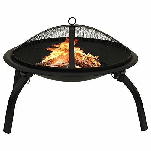 Xichuzi 2-in-1 Feuerstelle und Grill mit Schürhaken 56x56x49 cm Stahl, Feuerkorb, Feuerschale Outdoor, Lagerfeuer, Bonfire, Garten - 313352