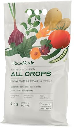 Il Paese Verde – Concime Universale Organo Minerale per Tutte le Colture - Formulazione Micropellet per Distribuzione Facile e Veloce - Ideale per la Orto, Giardino e Colture in Vaso - 5kg