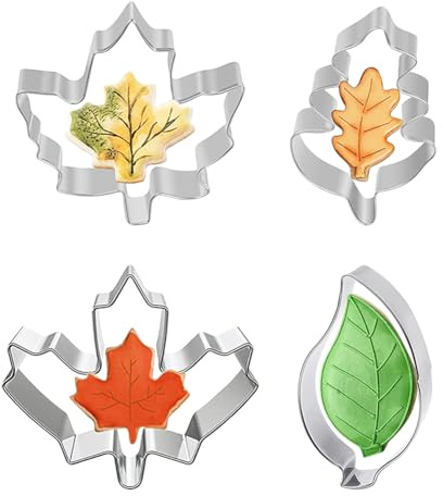 Lot de 4 emporte-pièces en forme de feuille d'automne, moule à biscuits en forme de feuille d'érable, emporte-pièce en acier inoxydable pour pâte à sucre et argile