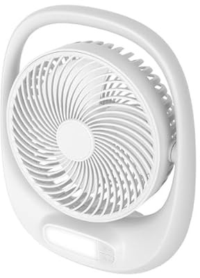 ABRILA- Ventilador Inalámbrico Sobremesa Águila Blanco | 5W | 3 Velocidades | Recargable con Luz LED | Orientable 180º