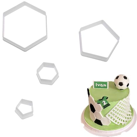 4 cortadores de galletas con diseño de fútbol, de plástico, para fondant, 4 tamaños, para hornear, cocina, niños, postres, diferentes tamaños para diseños creativos