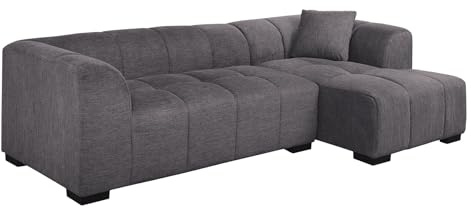 Riess Ambiente Modernes Ecksofa City - 245cm - Strukturstoff - grau - 3-Sitzer Couch inkl. Kissen Eckcouch Sofa Wohnlandschaft