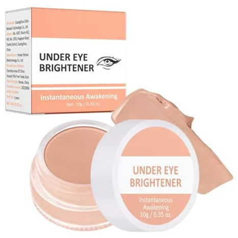 Under Eye Brightener,Elf Concealer,E-lf Under E-ye Brightener,Pink Powder Under Eye,Elf Colour Corrector Peach,Completely Covers Dark Circles 10g（Warm nude color）