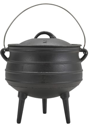 Warmiehomy 3 Legs Cast Iron Pot,6L Cast Iron Cauldron African Potjie Pot,Dutch Oven Cooking on Feet Or Hanging for Camping Stewing