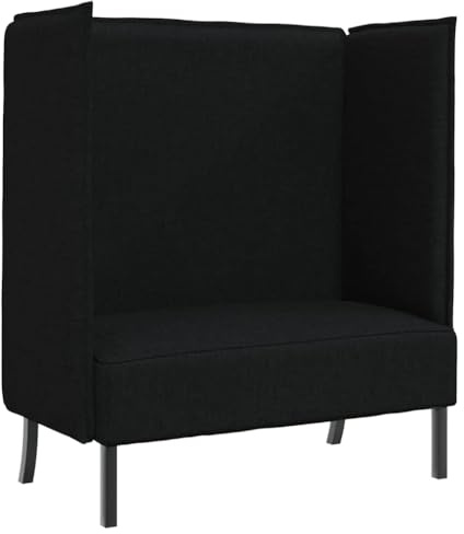 vidaXL Hög Ryggsoffa Svart 109 x 56 x 121 cm tyg, Modernt högryggat soffan, smidig sittmöbel för kontor, bibliotek eller lounge, hållbar 2-sits soffa för moderna hem