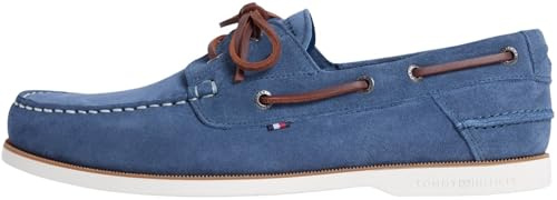 Tommy Hilfiger Uomo Scarpa da Barca Core in Pelle Scamosciata, Blu (Aegean Sea), 42