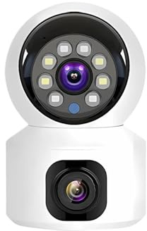KVBRUI Telecamera HD Wi-Fi Telecamere IP a Doppio Obiettivo da 8 MP con Visione Notturna Intelligente Telecamera di Sicurezza CCTV V380 PRO PTZ Telecamera for Interni Baby Monitor(US Plug,8MP Camera)