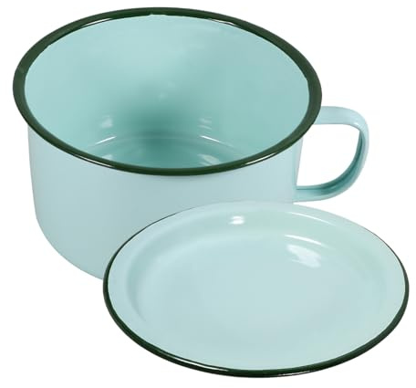 Ciieeo Tazón De Ramen Con Tapa y Asa Tazón Esmaltado Retro Para Servir Comida La Oficina La Universidad