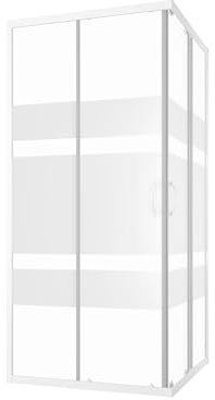 Cabine de douche d'angle 80 x 80 cm verre sérigraphié 4 mm profilés blancs h185 cm mod. Grenade