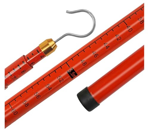CHAKEUZND Asta di misurazione telescopica, Asta di misurazione telescopica isolata Gancio in Lega Multicolore 5-13 Sezioni 6-18 Metri(Orange,Shortest 1.35m/4.4')