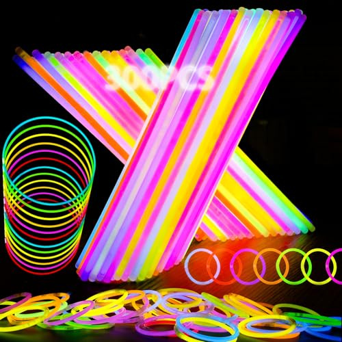 Kangtaixin Knicklichter Leuchtstäbe - 300 Knicklichter Party Set für Kinder mit 300 Verbinder Mitgebsel Kindergeburtstag, Gastgeschenke, Leuchtstäbe Party Deko für Geburtstag & Events