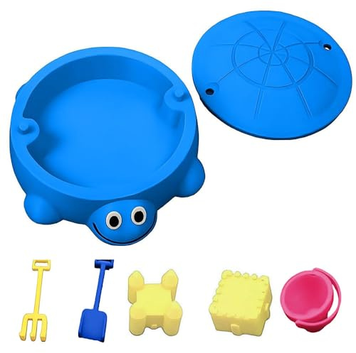 Mini Turtle Sandbox Desk Toy, Portable Sand Toy with Lid, Stress Relief Novelty Gift for Adults and Kids at Home and Office (Blue)