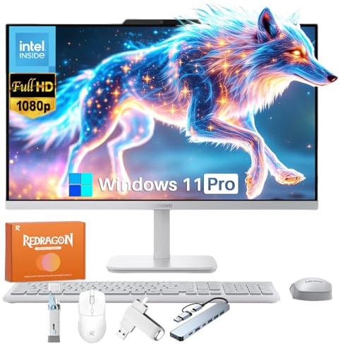 Lenovo A100 All in One Desktop Computer 2025, 23.8 IPS FHD, Intel 4-Core CPU, 32 GB RAM, 1 TB SSD, Wi-Fi 6, Business & Home, Wired Keyboard and Mouse, 128GB USB Drive, Windows 11 Pro, W/Accessories