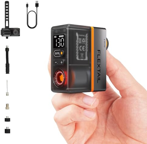 FLEXTAILGEAR Tragbare Luftpumpe für aufblasbare Artikel, 80-g-Minipumpe mit 5 verschiedenen Düsen, wiederaufladbare elektrische Luftpumpe zum Aufblasen/Ablassen der Luft für Campingausrüstung