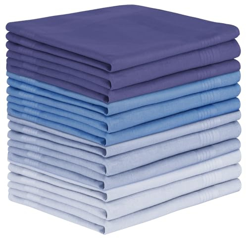 AYBUY Pañuelos Hombres Bolsillos, 12 pcs Pañuelos hombre de algodón de colores, 40cmX40cm Pañuelo de Tela cuadrados para Hombre, Negocios y Informal, para Bodas, Fiestas