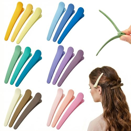 NiceNaiils Lot de 18 Pinces à Cheveux Crocodile Multicolores - Pince Plate Cheveux en Plastique Mat pour Coiffage et Sectionnement - Accessoires de Coiffure pour Femmes et Salon