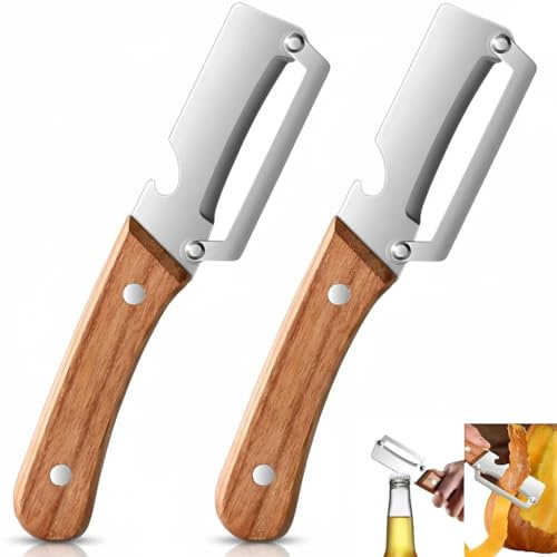 Eplucheur Légumes, Econome Legumes, Epluche Legume, Éplucheurs à Légumes Multifonction avec Décapsuleur Intégré, Outil Cuisine à Double Usage pour Fruits et Légumes, Lot de 2