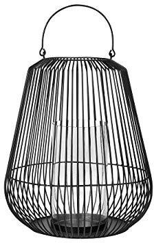 blomus -NIDEA- Laterne S aus pulverbeschichtetem Stahl inkl. Glas, Windlicht, exklusive Optik, Wohnaccessoire, stimmungsvolle Atmosphäre, Indoor (H / B / T: 52,5 x 45,5 x 45,5 cm, Schwarz, 65757)