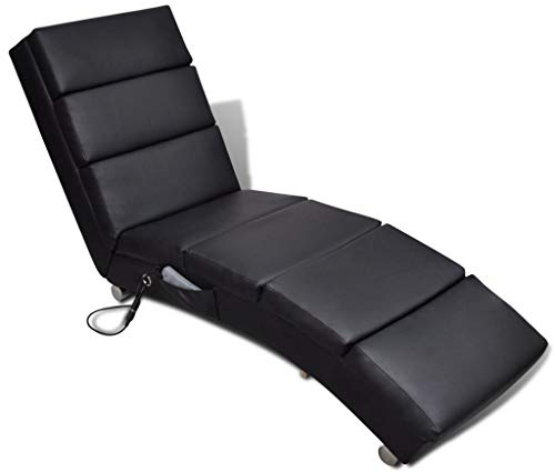 Tidyard Relaxliege Liegesessel Chaiselongue Elektro Massageliege mit W?rmebehandlung, 51 x 155 x 73 cm (W x T x H), Schwarz/Wei? Optional