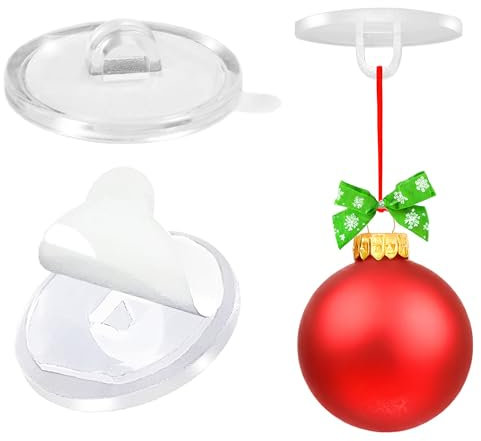 KLEBESHOP24 Deckenhaken selbstklebend | Transparent | Klebeknöpfe mit Öse | 5, 20 oder 100 Stück | Zum Aufhängen von Preisschildern, Dekorationselementen etc | Klebehaken / 5 Stück