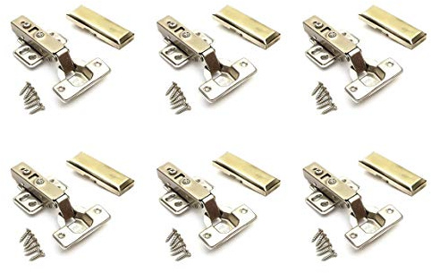 6 Pack Soft Close Cabinet Hinges 110 Degree Kitchen Cupboards Units Door Wardrobes Bookcases TV Cabinets Hydraulic Silver Full Overlay 35mm with Screws and Mounting Plate