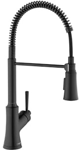 hansgrohe Joleena schwarze kommerzielle Küchenarmatur, Küchenarmaturen mit herausziehbarem Sprüher, Wasserhahn für Küchenspüle, mattschwarz 04792670, 49,3 cm hoch