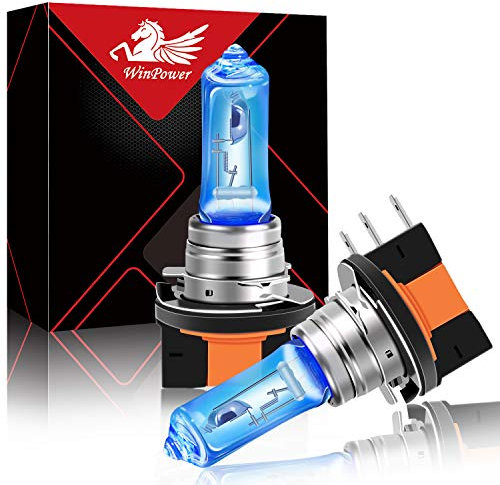 WinPower H15 12V 15/55W Halógena Bombilla Faro/Luz de carretera/Diurna 5000K Efecto xenon Blanco cálido Lampara Carro, 2 Piezas