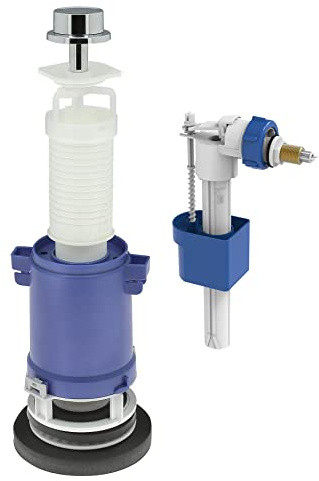 Edouard Rousseau - Ensemble Mécanisme de Chasse d’Eau à Tirette + Robinet Flotteur pour Réservoir WC Apparent - Chasse Puissante 3,5 L/sec - Clapet Anti-Refoulement - Norme NF