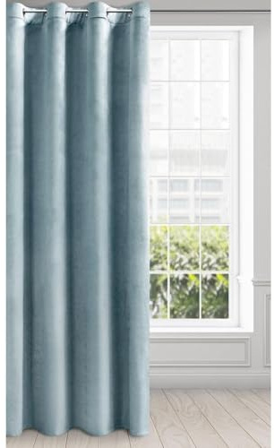 Eurofirany Melanie - Tenda in velluto arricciato, opaca, 140 x 250 cm, colore: celeste