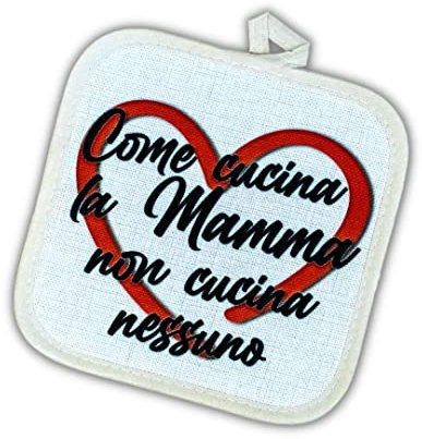 Presina da Cucina Guanti da Forno, Tessuto Termoresistente per Uso Quotidiano, Idea Regalo Festa della Mamma, Accessori Utili per la Casa, 100% Made in Italy (cuore)