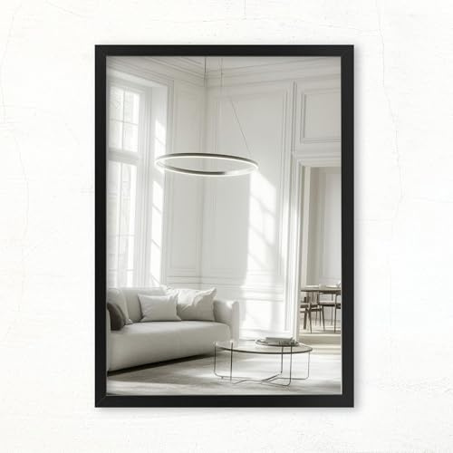 CLAMARO Vision Wandspiegel 60x120 cm Schwarz Matt mit Rahmen, 300+ Größen wählbar, Echtglas-Spiegel im Hoch- & Querformat montierbar - handgefertigt in Deutschland