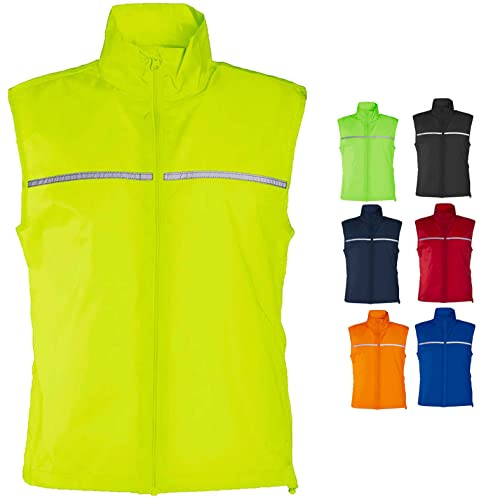 Hole Gadget | K-way Runner Sans Manches Homme et Femme Coupe Vent Réfléchissant Haute Visibilité Léger et Sport pour Cyclisme Football Running et Moto, vert fluo, L