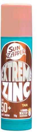 Sun Zapper Zinc Stick - Tan, Light Skin Tinted Sunblock Stick SPF 50+ Zinc Oxide Sunscreen for Face Mineral Sun Cream Made in Australia