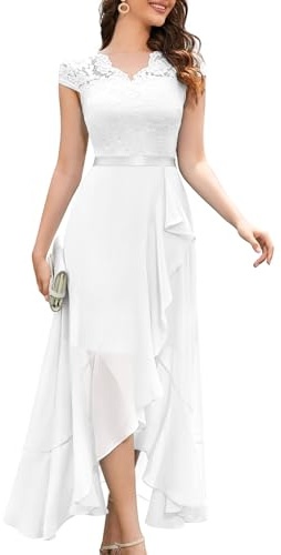 Bboninedress Robe de Soirée Cocktail Longue Asymétrique pour Mariage Invité Bal de Promo Anniversaire Cérémonie en Mousseline de Soie