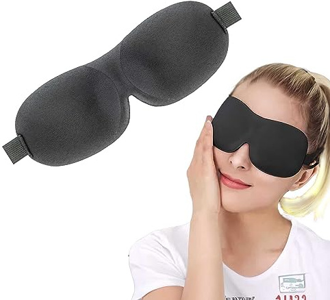 3D Sleep Mask -, full blackout eye mask for travel and napping oder Universal Sleep Mask for men and women - 100% blackout goggles with adjustable shoulder straps.