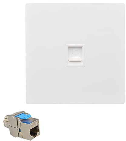 1 Port Gigabit Network Socket, Ethernet RJ45 LAN Cable Faceplate Networking Port Face Plate Shield Socket Box for Ethernet Cable Installation Internet Outlet Wall Panel 86x86mm (CAT8)