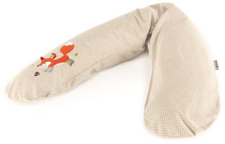 Theraline Stillkissen der Marke Modell Stillkissen Das Original mit Polyesterhohlfaser-Füllung inkl. Bezug 190 cm - Knister Fuchs - Punkte beige
