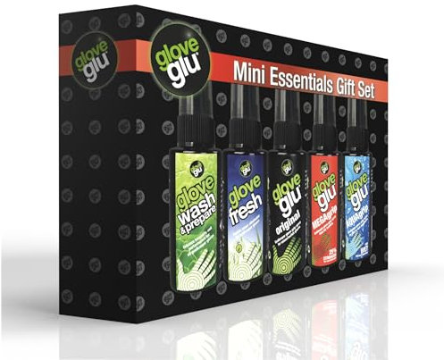 gloveglu Mini Essentials Goalkeeper Glove Care Gift Set, includes Original, MEGAgrip, Aquagrip, Glove Fresh -The Ultimate Goalkeeper Glove Care Set (5x 50ml)