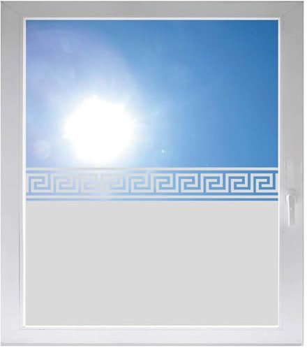 INDIGOS UG - Griechenland - ab 800x500 mm - Glasdekorfolie Silber fein satiniert - Blickdicht - Folie Duschkabine - Bad - Fensterfolie - selbstklebend - Dusche Sichtschutzfolie - individuelle Breite