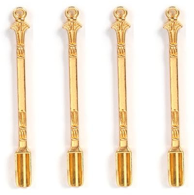 Zittop 4 mini cucharas mini pala cuchara hierbas polvo cuchara medicina cuchara cera herramienta (dorado)