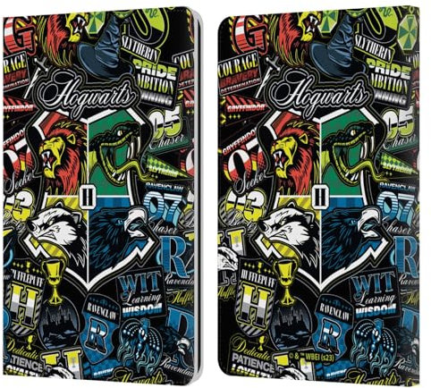 Head Case Designs Offizielle Harry Potter Hogwarts Abzeichen Hoch Leder-Wallet-Hülle Kompatibel mit Kindle Paperwhite 1/2 / 3