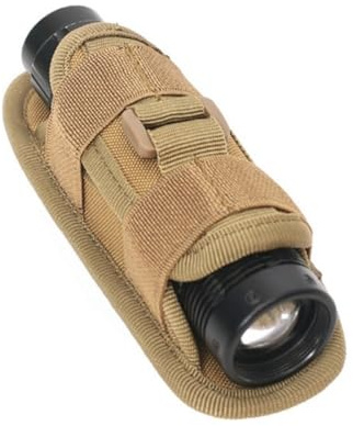 HOUSON 360°Taschenlampe Holster, Taktische Molle Taschenlampenhalter 360 Grad Drehbare Clip Jagdtaschenlampenhalter Khaki