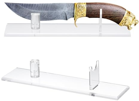 sourcing map 2er Pack Acryl Messerständer mit Stützrahmen Transparent | Schwertständer für die Präsentation des Messers auf dem Schreibtisch