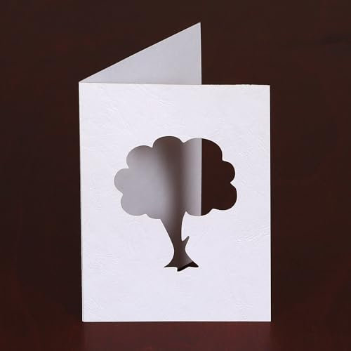 Lot de 25 cartes passe-partout DIN B6, aspect cuir, avec insert et enveloppe DIN B6, lot de 25, motif : arbre à feuilles caduques