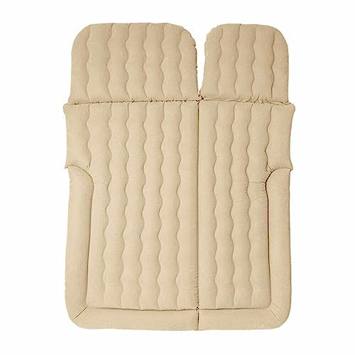 AOAPUMM Bilmadrass luftsäng 175 x 130 cm uppblåsbar madrass SUV bil camping resemadrass sovsäck med 2 kuddar och luftpump lämplig för baksätet på en bil (beige)