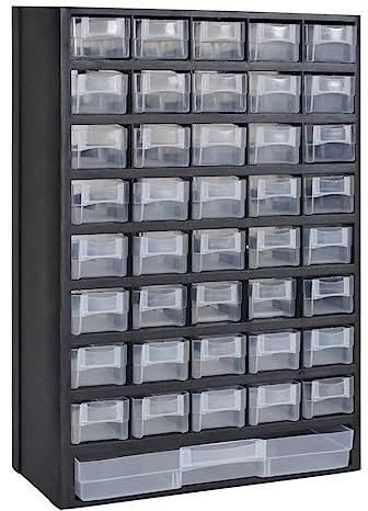 Makastle Sortimentskasten 41 Schubladen Trennwände Werkstatt Sortierbox Sortierkasten für Eisenwaren und Bastelzubehör, Aufbewahrungsschrank zur Wandmontage, 31 x 13,8 x 49 cm